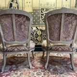 Paire de fauteuils cabriolets velours de gêne de style Louis XV
