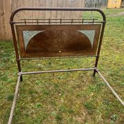 1920s art deco wrought iron bed frame with marquetry