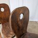 Set of 4 Vintage Brutalist Wooden Chair / Rustic Farmhouse Dining Chair