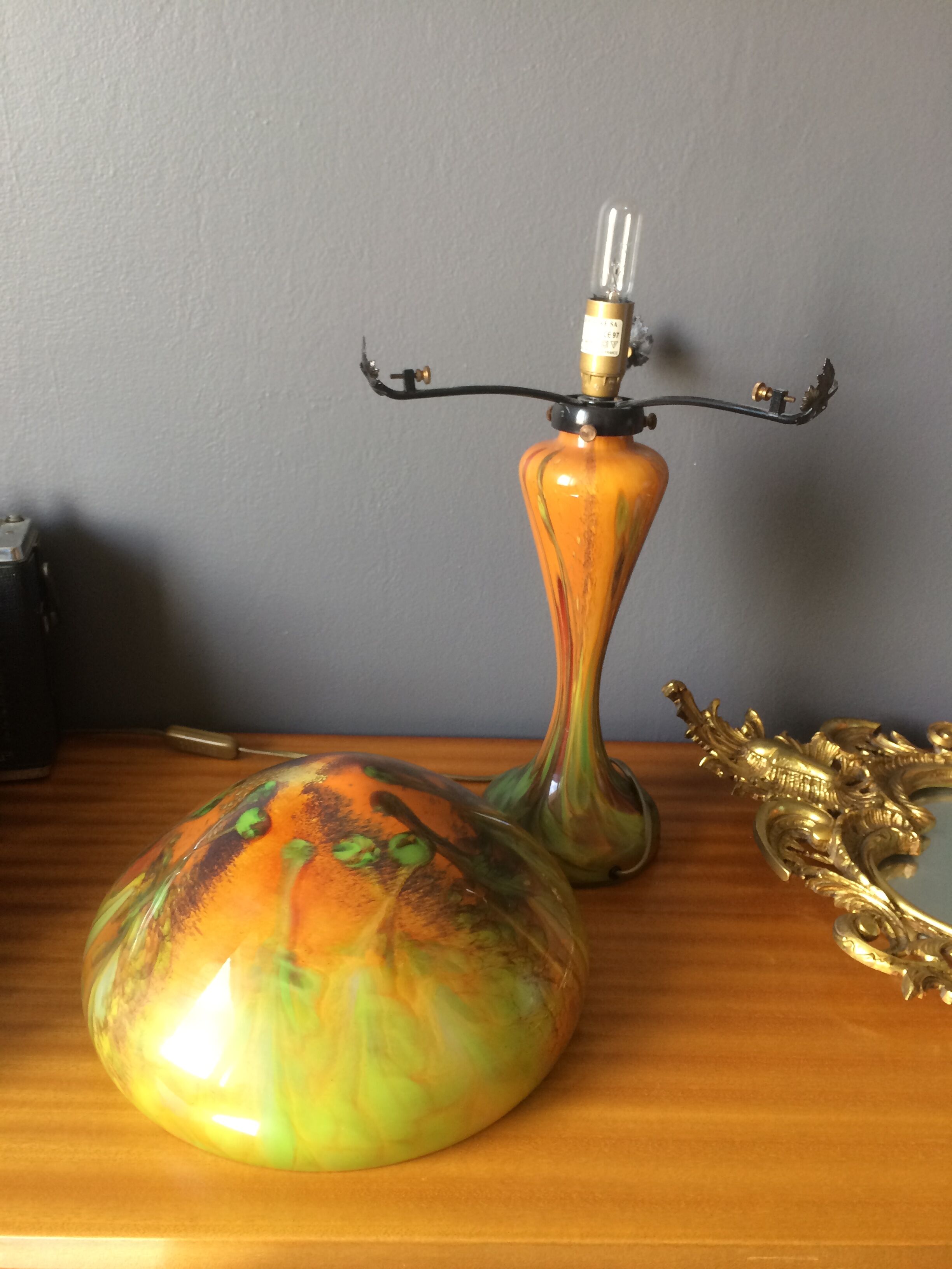 Odeon model mushroom lamp, La Rochère Glassworks France