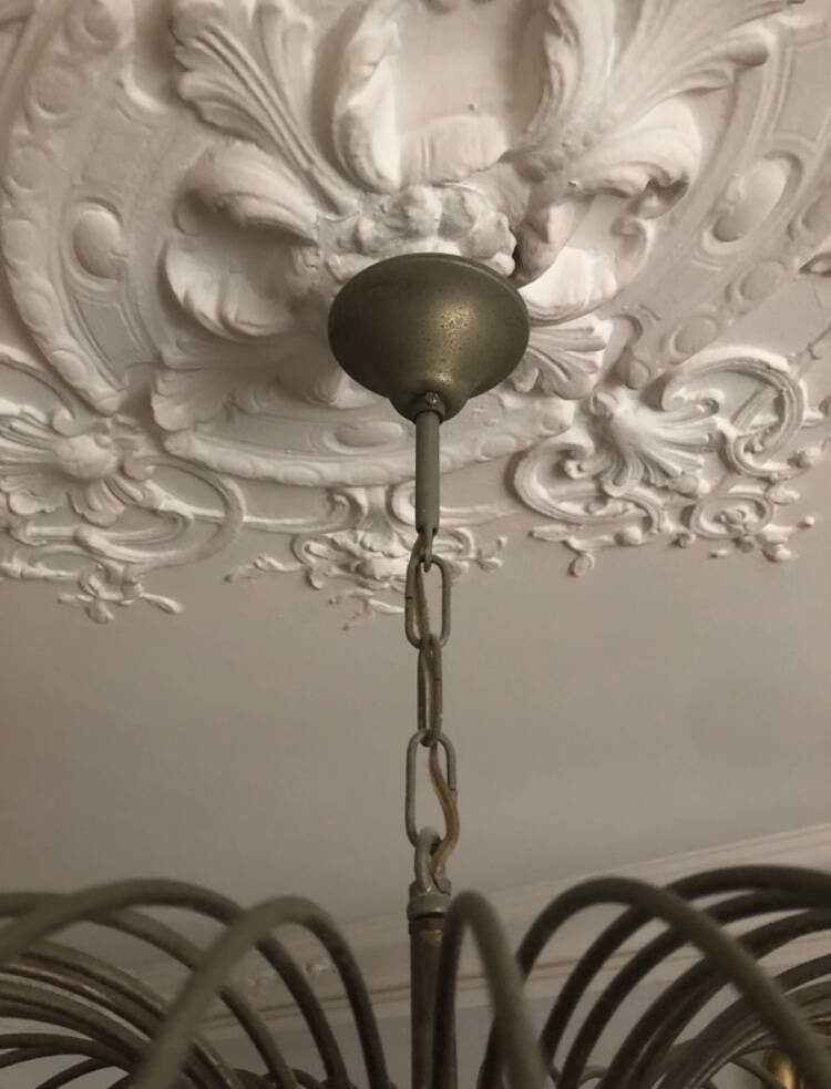 Vintage 1970s brass and Murano glass chandelier