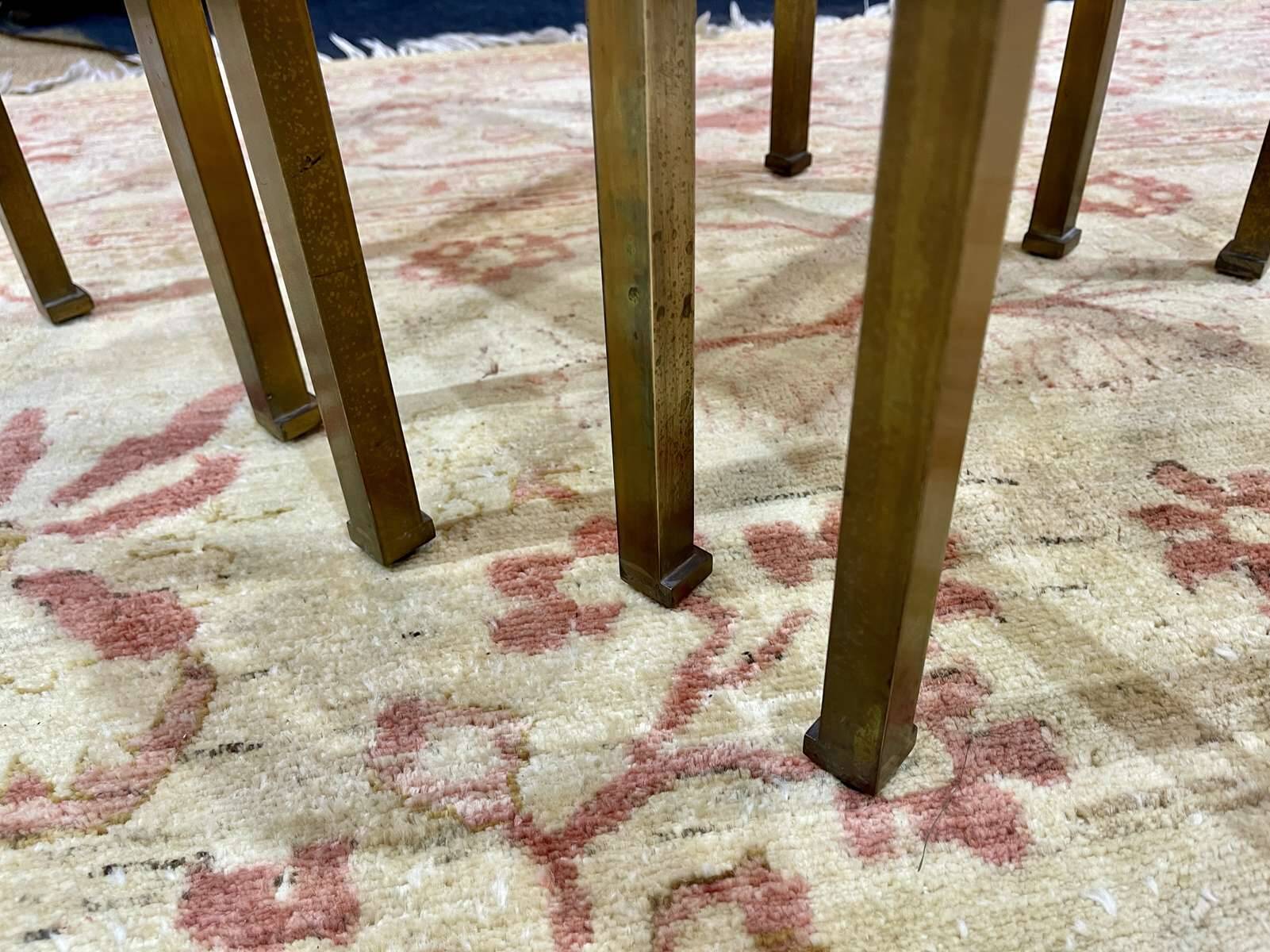 Set of 3 brass nesting tables by Guy Lefevre for Maison Jansen