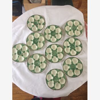 10 oyster plates in slurry stamped Chantilly 