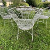 Italian garden furniture, vintage furniture, table and 4 wrought iron chairs
