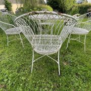 Italian garden furniture, vintage furniture, table and 4 wrought iron chairs
