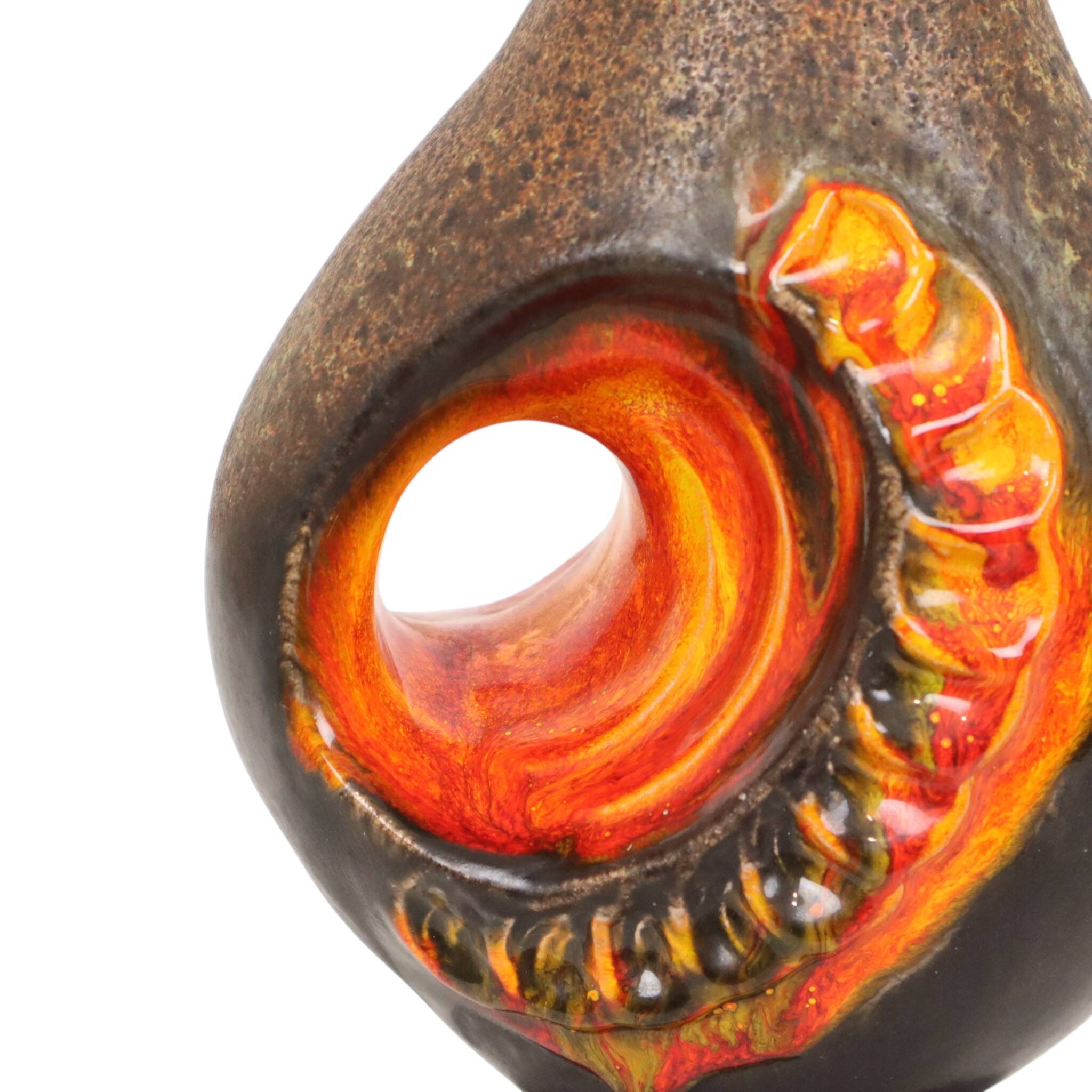 Rare Orange Fat Lava Vase West Germany Walter Gerhards 26cm