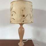 Pink alabaster lamp and dried flower lampshade 1970