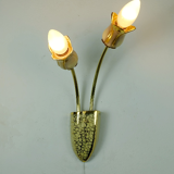 Mid century 2-light ceramic and brass sconce 1950s