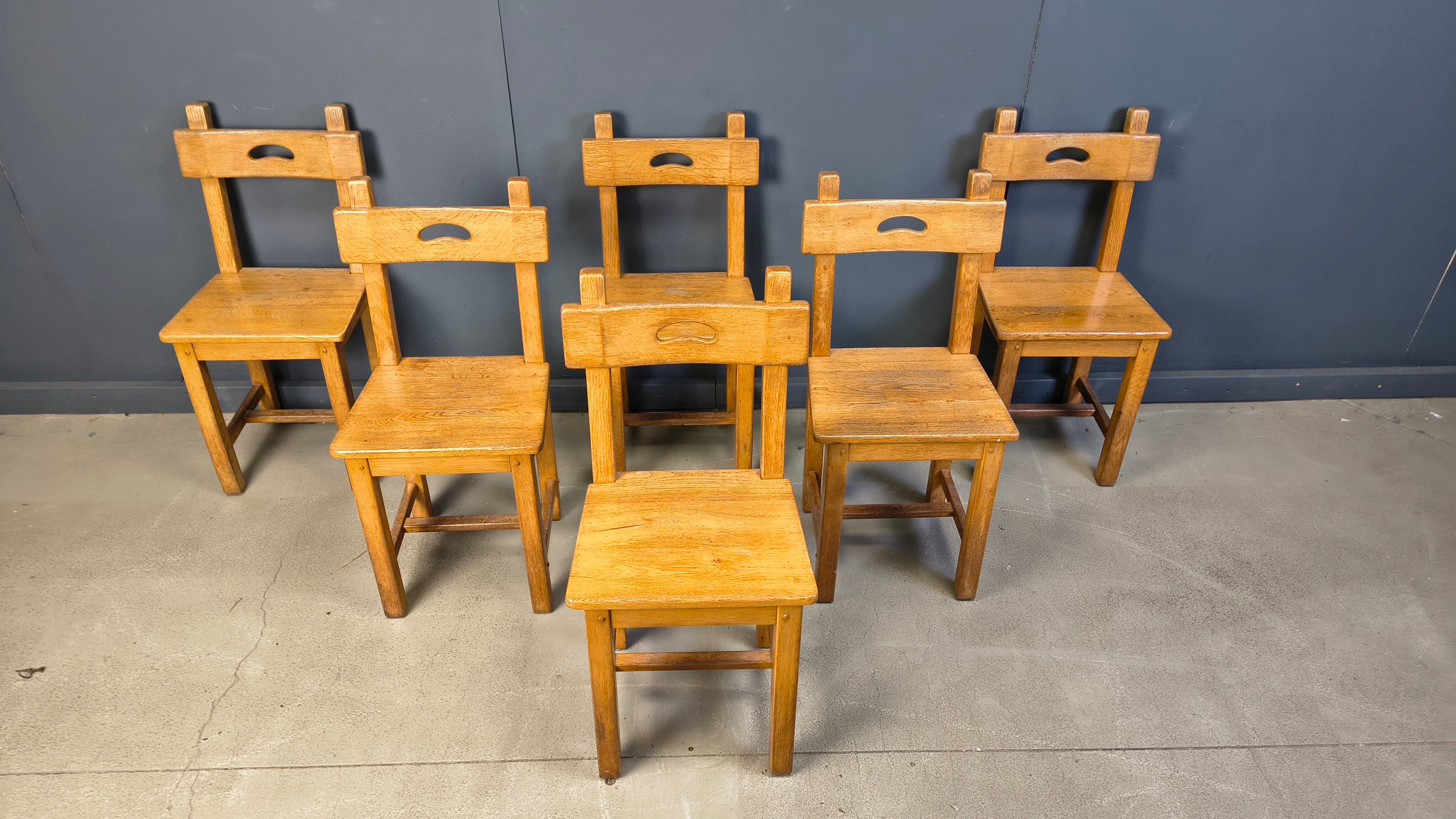 Set of 6 Spanish rustic dining chairs, 1960s