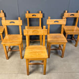 Set of 6 Spanish rustic dining chairs, 1960s