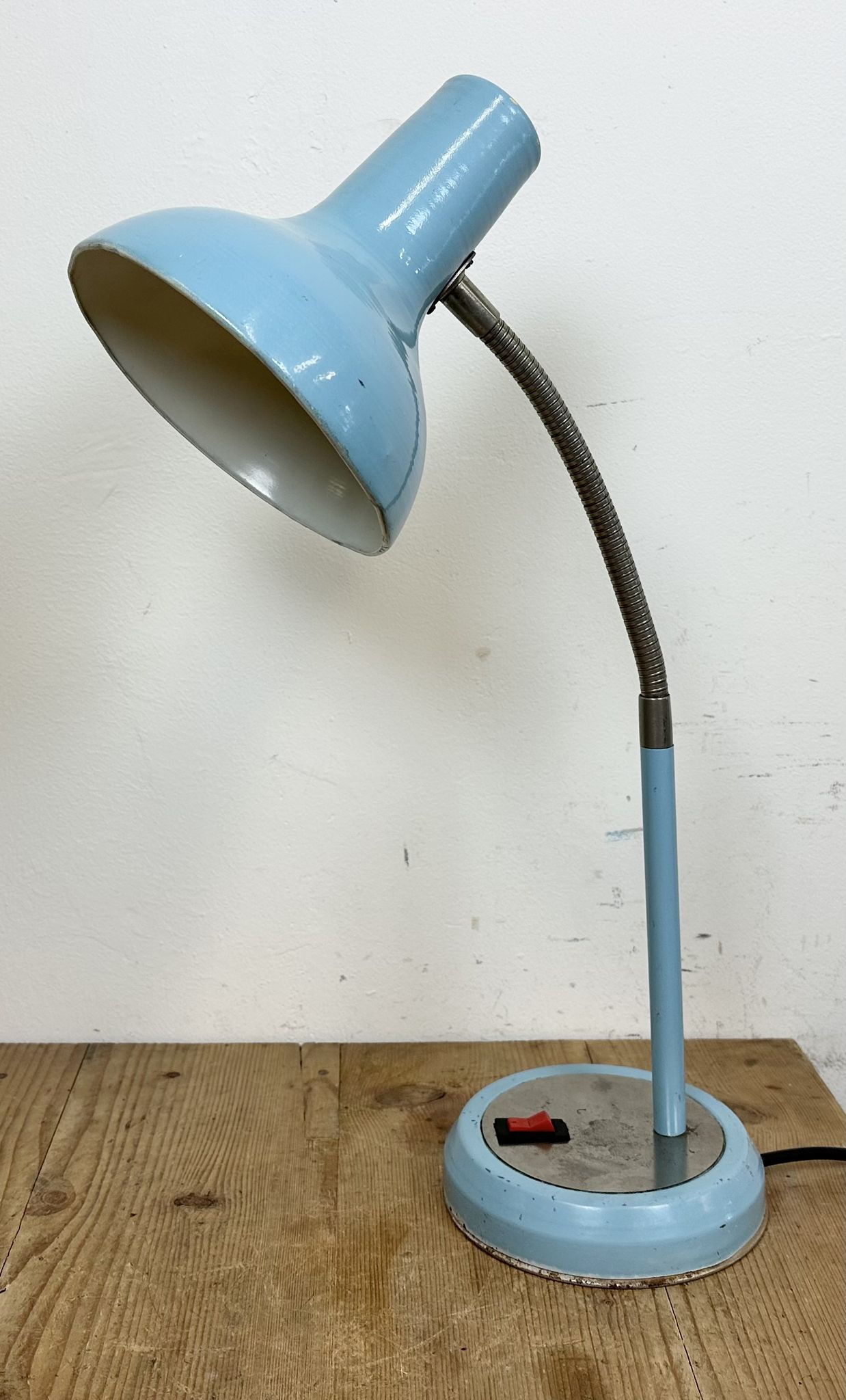 Blue Industrial Gooseneck Table Lamp, 1960s