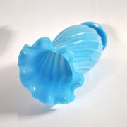 Vallerysthal antique vase in blown turquoise opaline with twisted ribs.