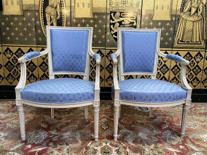 Pair of Louis XVI style cabriolet armchairs