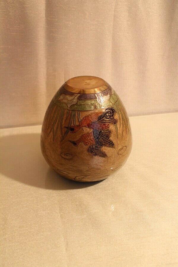 Brass bronze vase with Indo-Persian enamelled decoration with birds