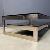 Vintage two-tiered coffee table in 23kt belgochrome, 1970s
