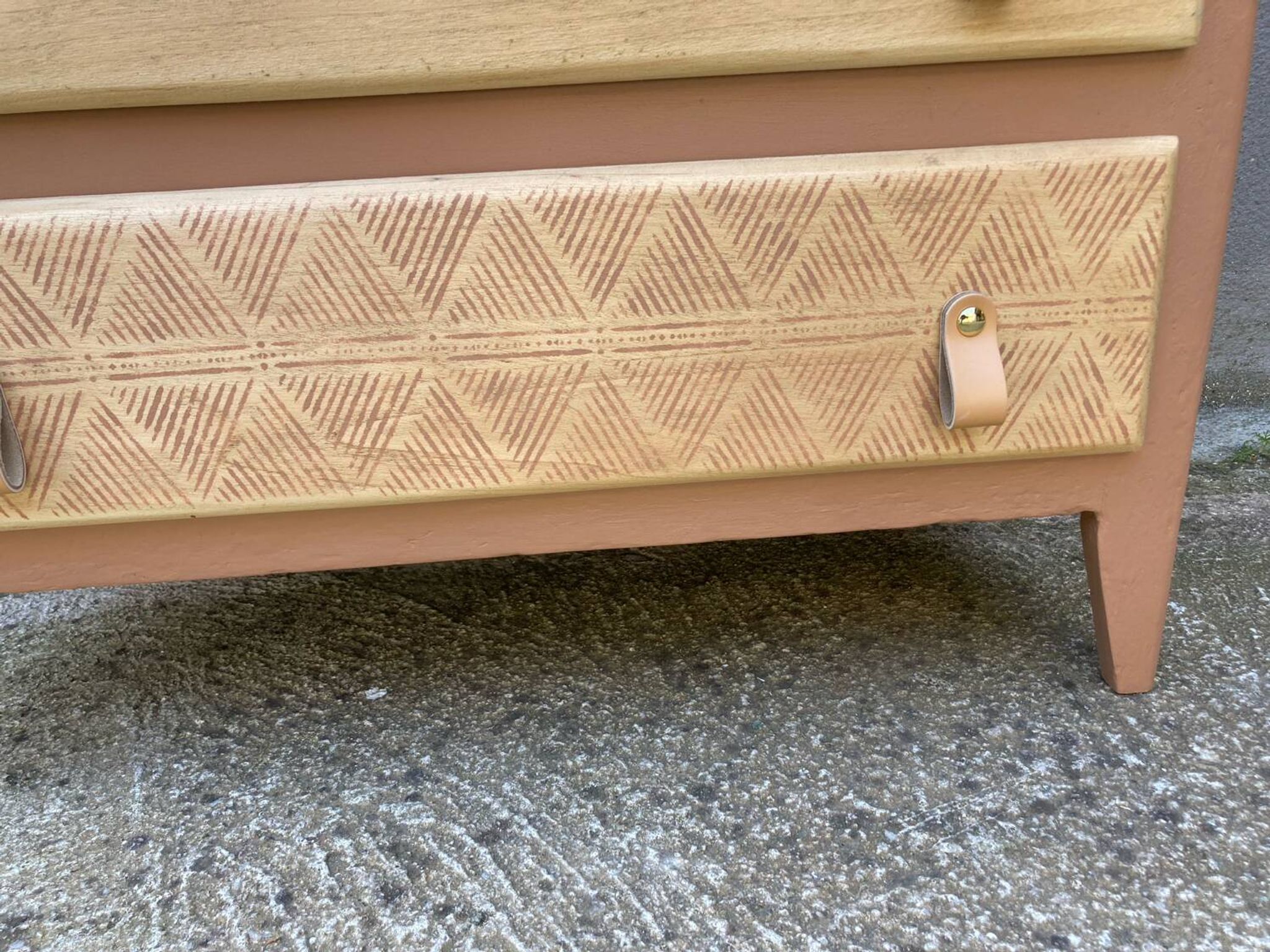 Beautifully restyled compact ethnic bohemian chest of drawers.