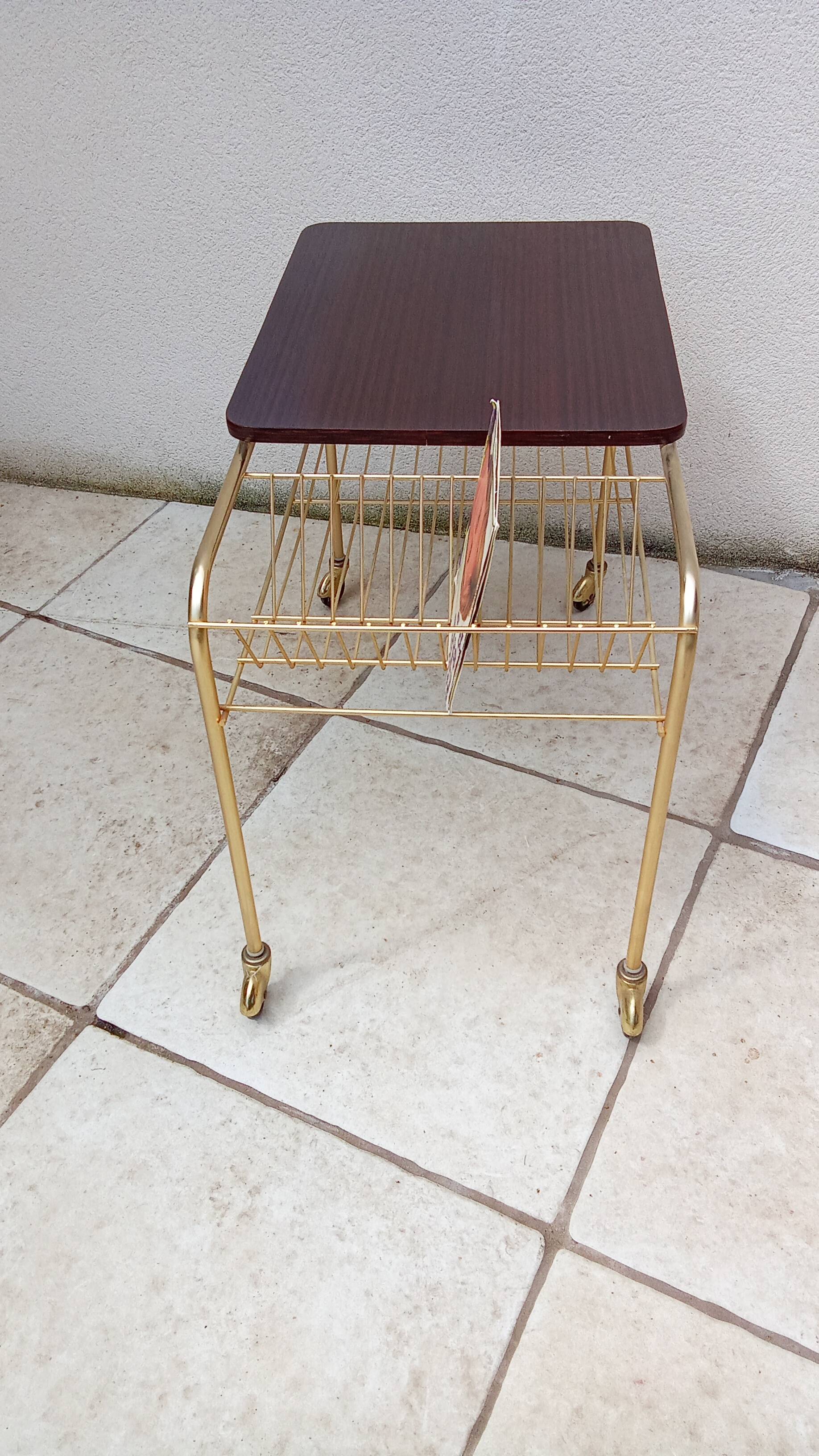 60s record player side table with wheels