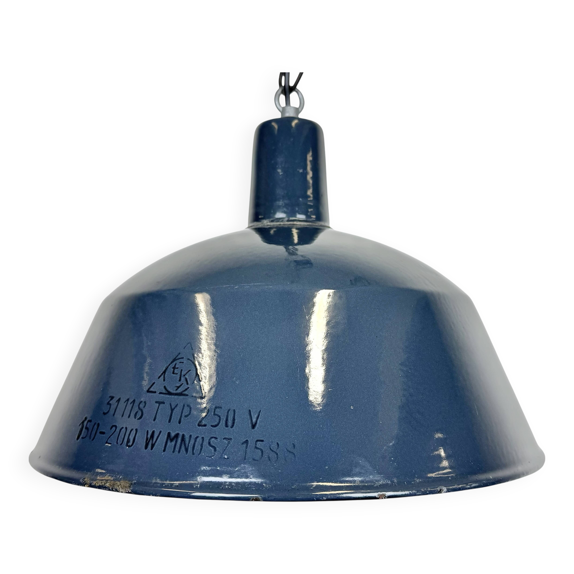 Industrial dark blue enamel pendant lamp from emax, 1960s