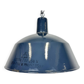 Suspension industrielle en émail bleu foncé d'emax, années 1960