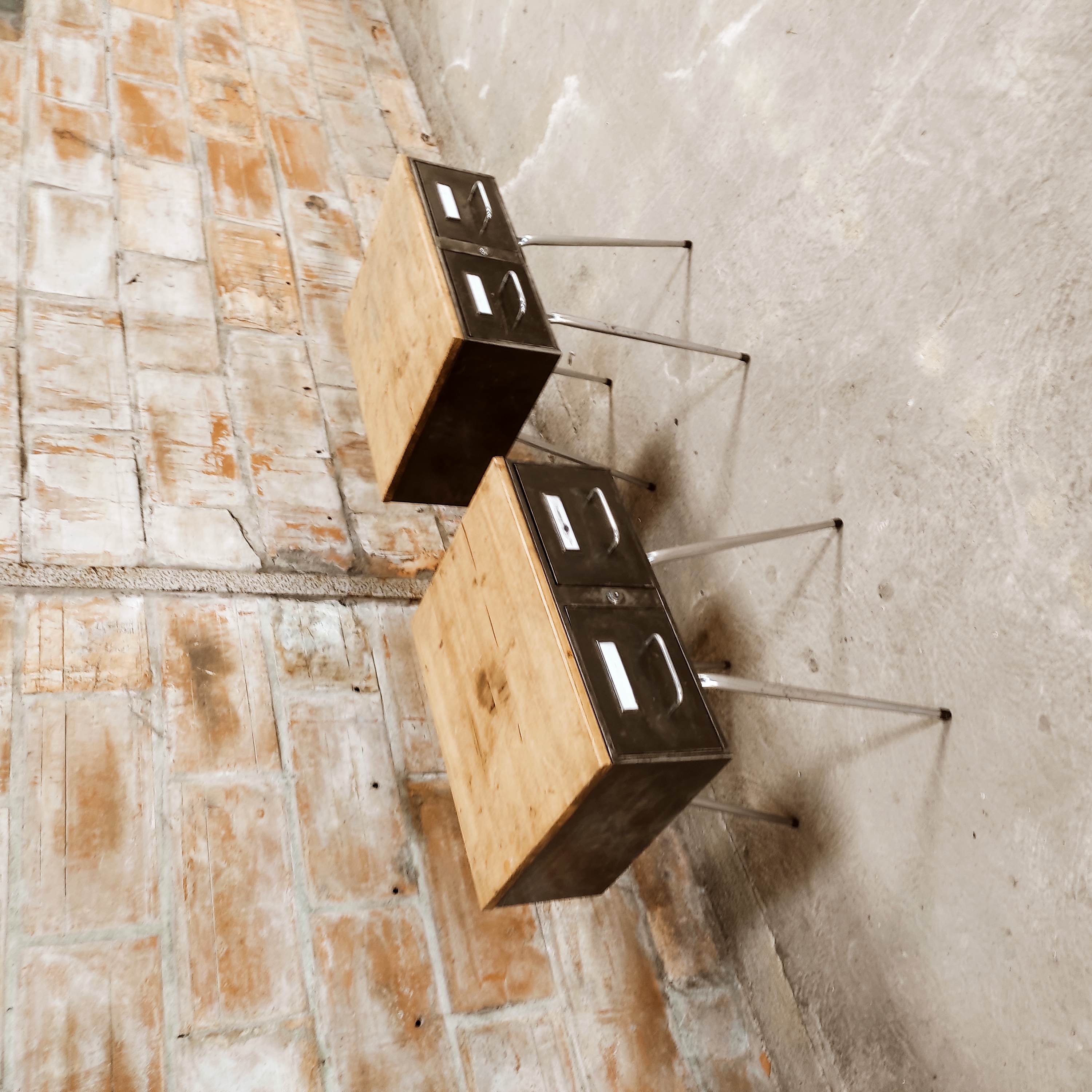 Pair of industrial style bedside table