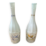 Pair of old glass bottles decor moustiers 18th century vintage kitchen