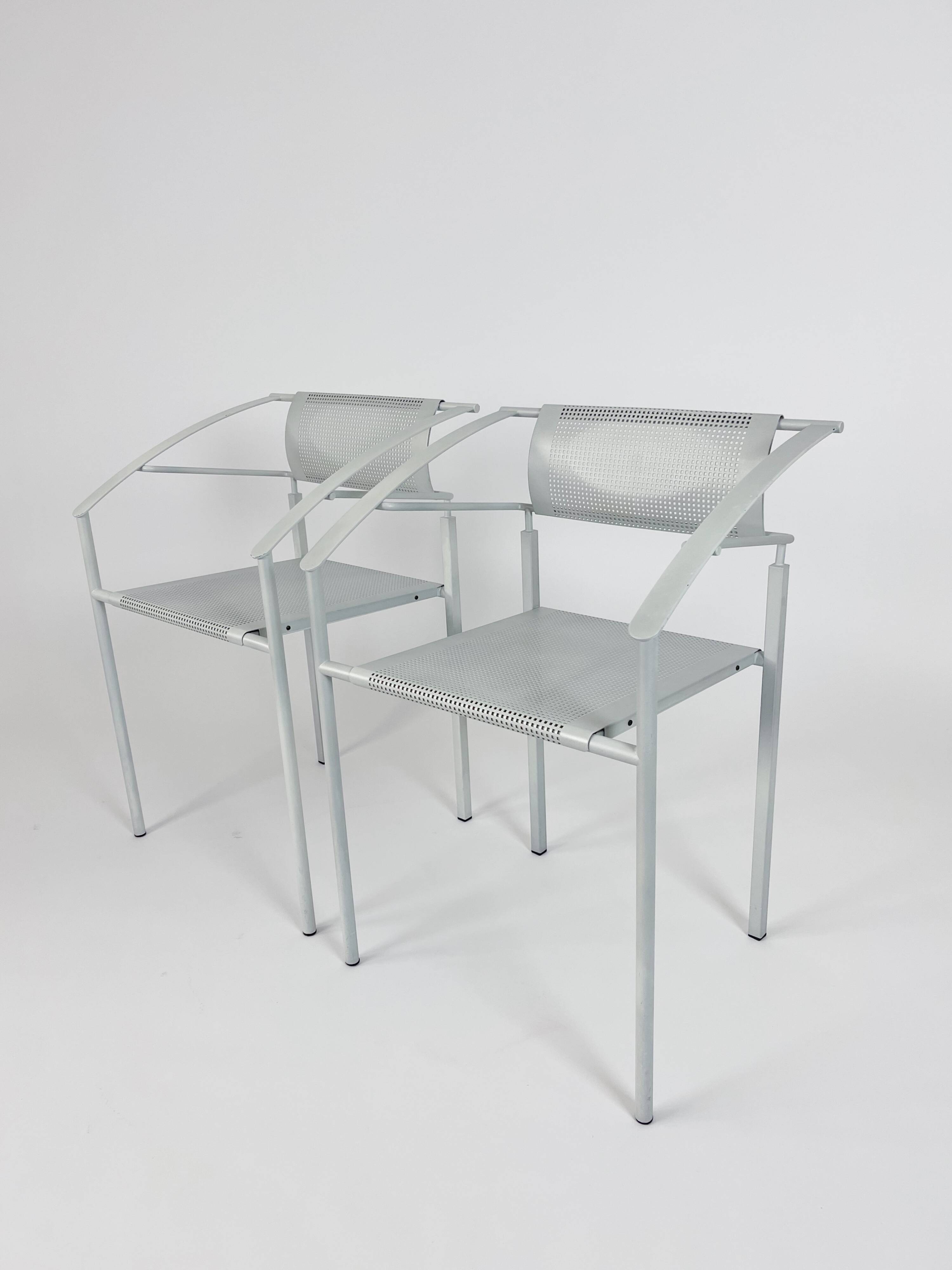 Fauteuils vintage en métal 'Carrè VI' par Fly Line Italie années 1990