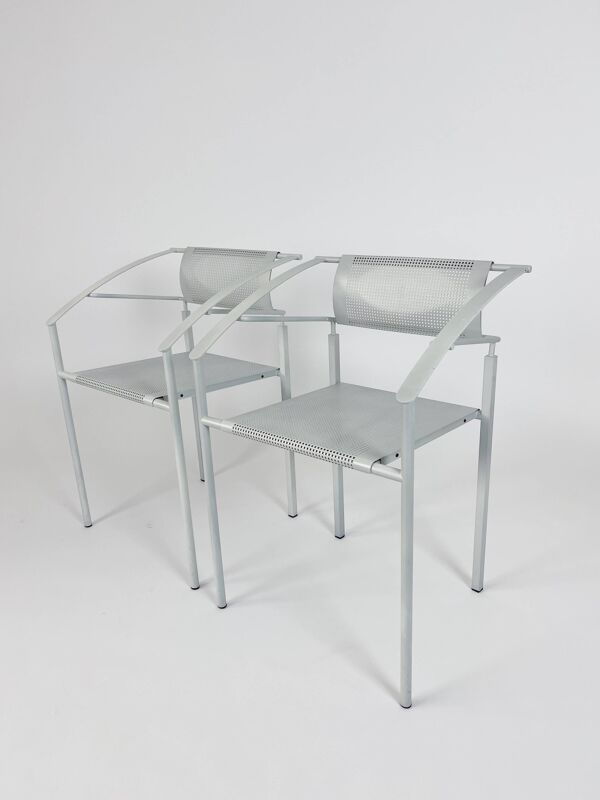 Fauteuils vintage en métal 'Carrè VI' par Fly Line Italie années 1990