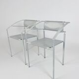 Vintage ‘Carrè VI’ metal arm chairs by Fly Line Italy 1990s