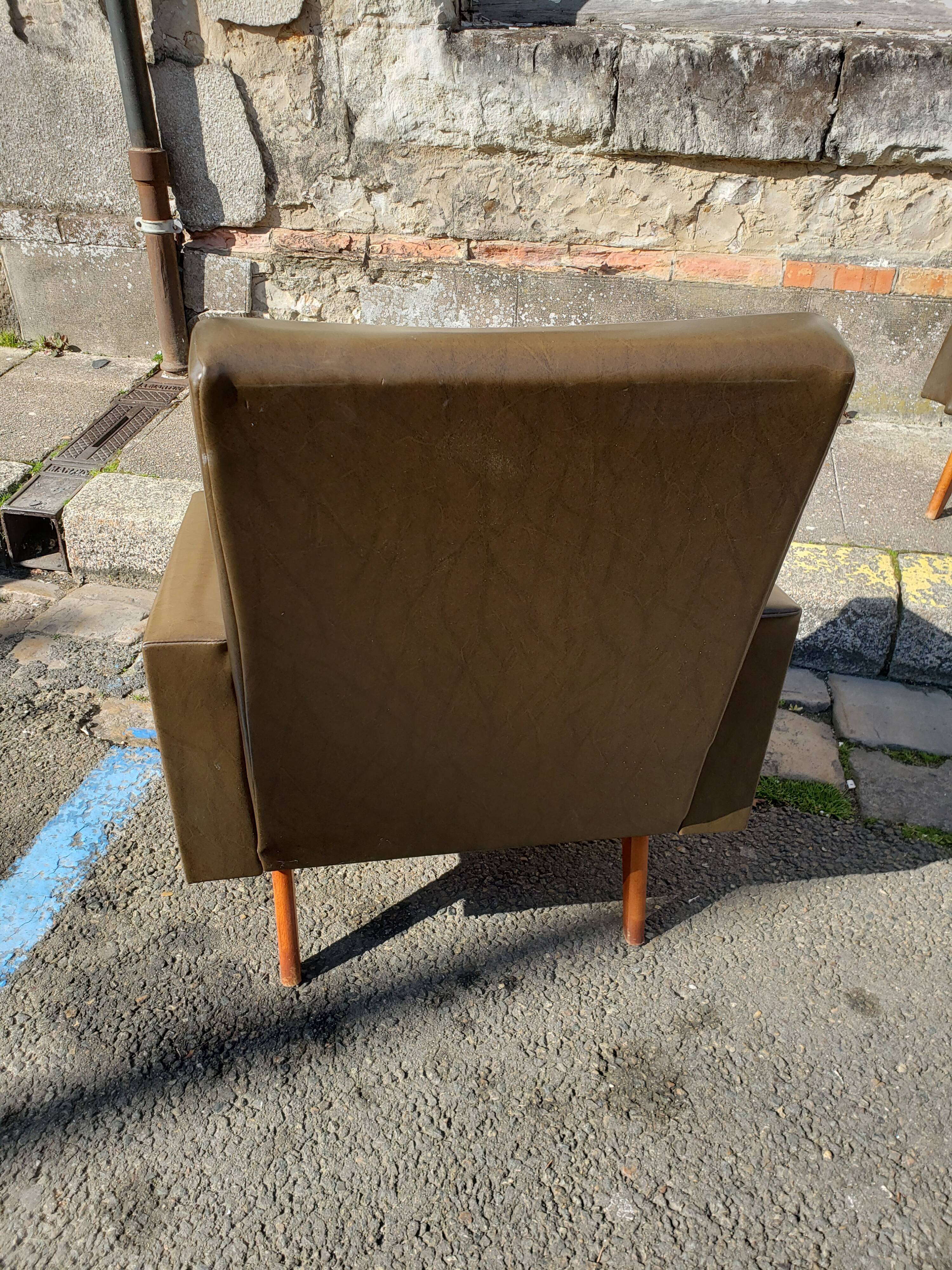 Vintage Scandinavian olive green armchairs