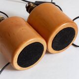 Pair of light wood table or bedside lamp bases, 1970s