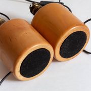 Pair of light wood table or bedside lamp bases, 1970s