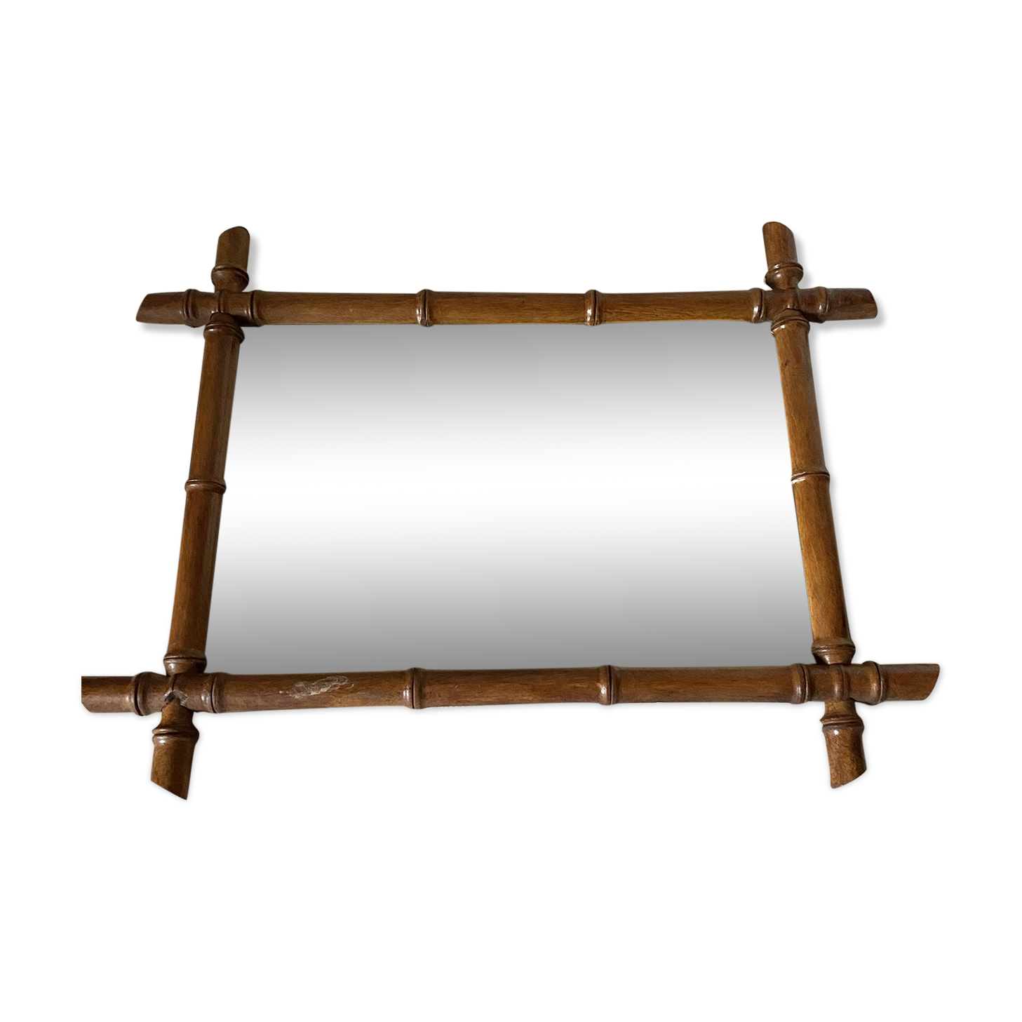 Antique wooden mirror turned bamboo style
