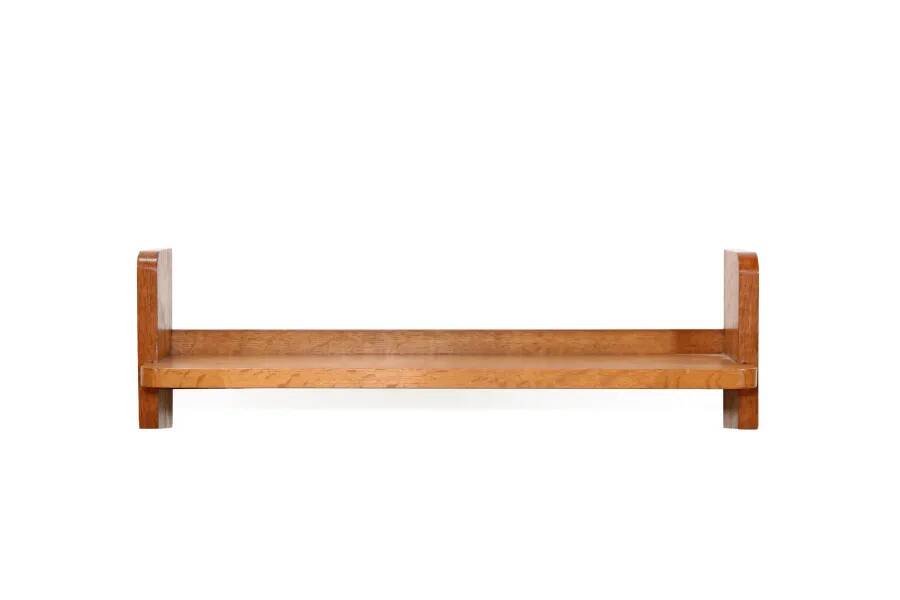Mid-century oak brutalist wall shelf