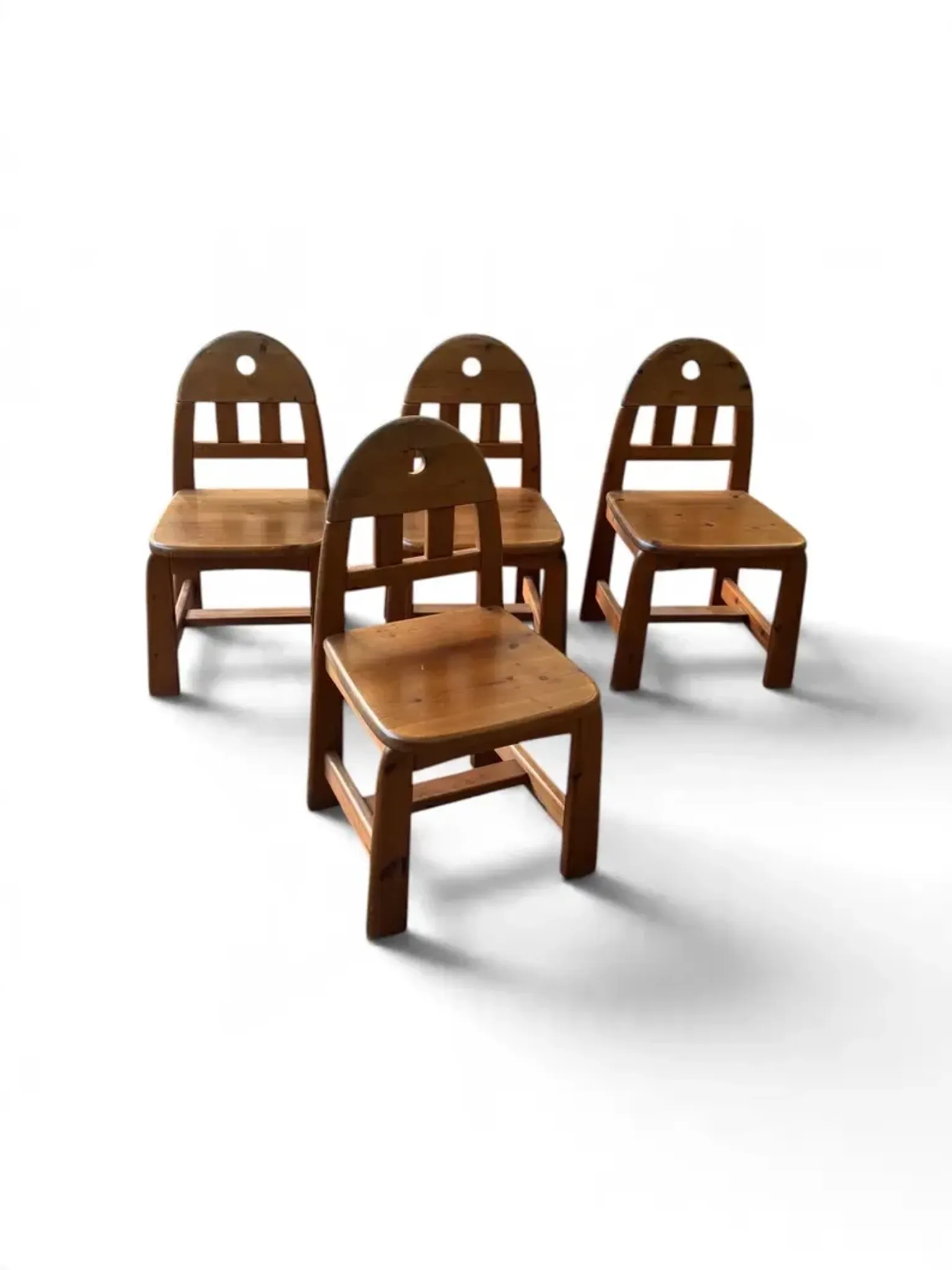 Vintage dining chairs brutality in solid pine 1/5 by wasa möbler