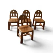 Vintage dining chairs brutality in solid pine 1/5 by wasa möbler