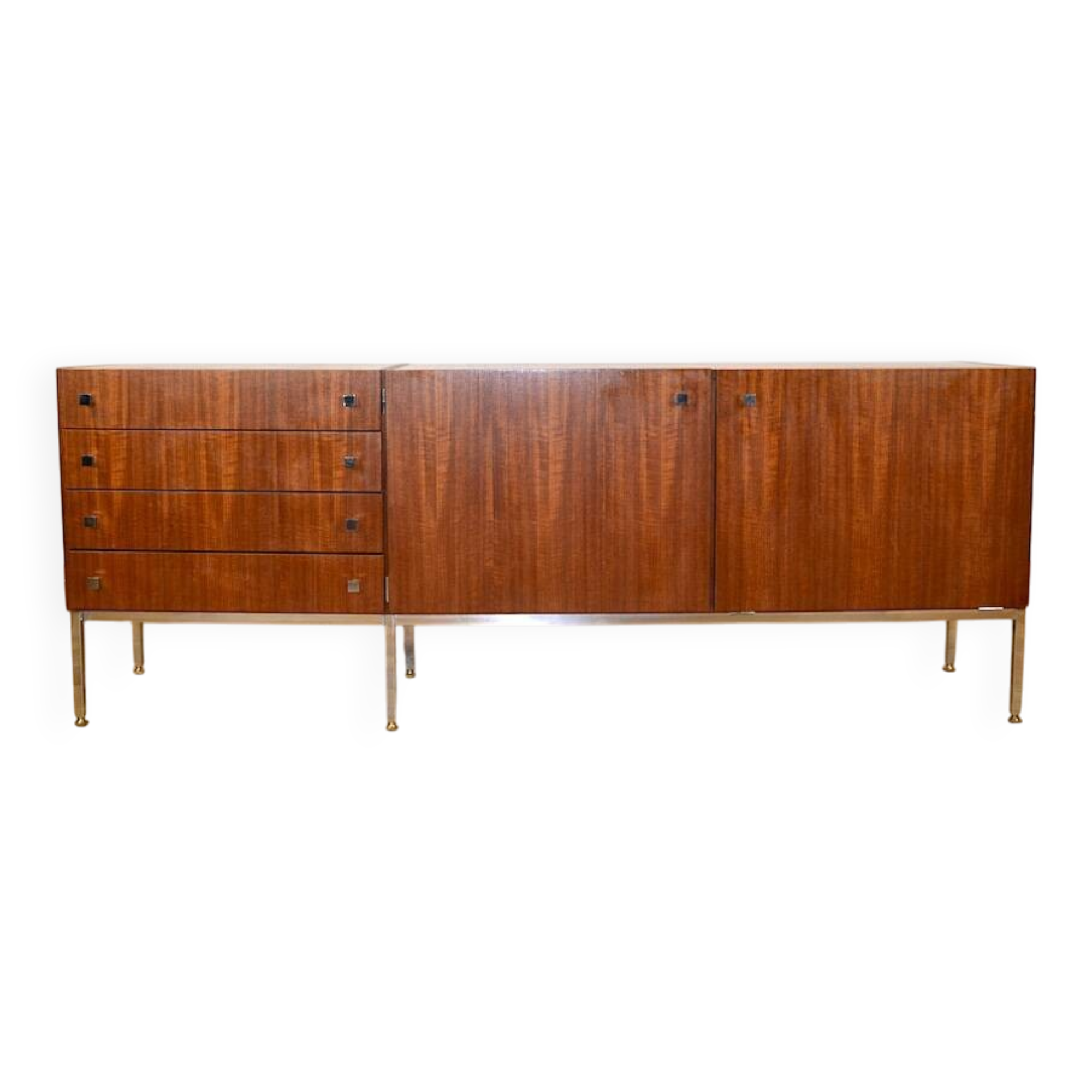 Mahogany Enfilade & Chrome Legs by Luigi Bartolini Vintage 1960