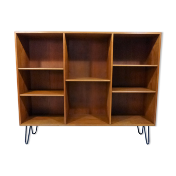 Teak bookcase with hairpin legs by Børge Mogensen for Søborg Møbler Denmark, 1960’s