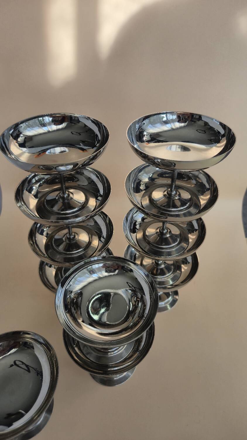 Set of 12 Vintage Stainless Steel Cups – 60s-70s