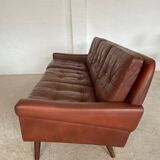 Danish mid-century Svend Skipper cognac 3 person sofa & lounge chair 1960s