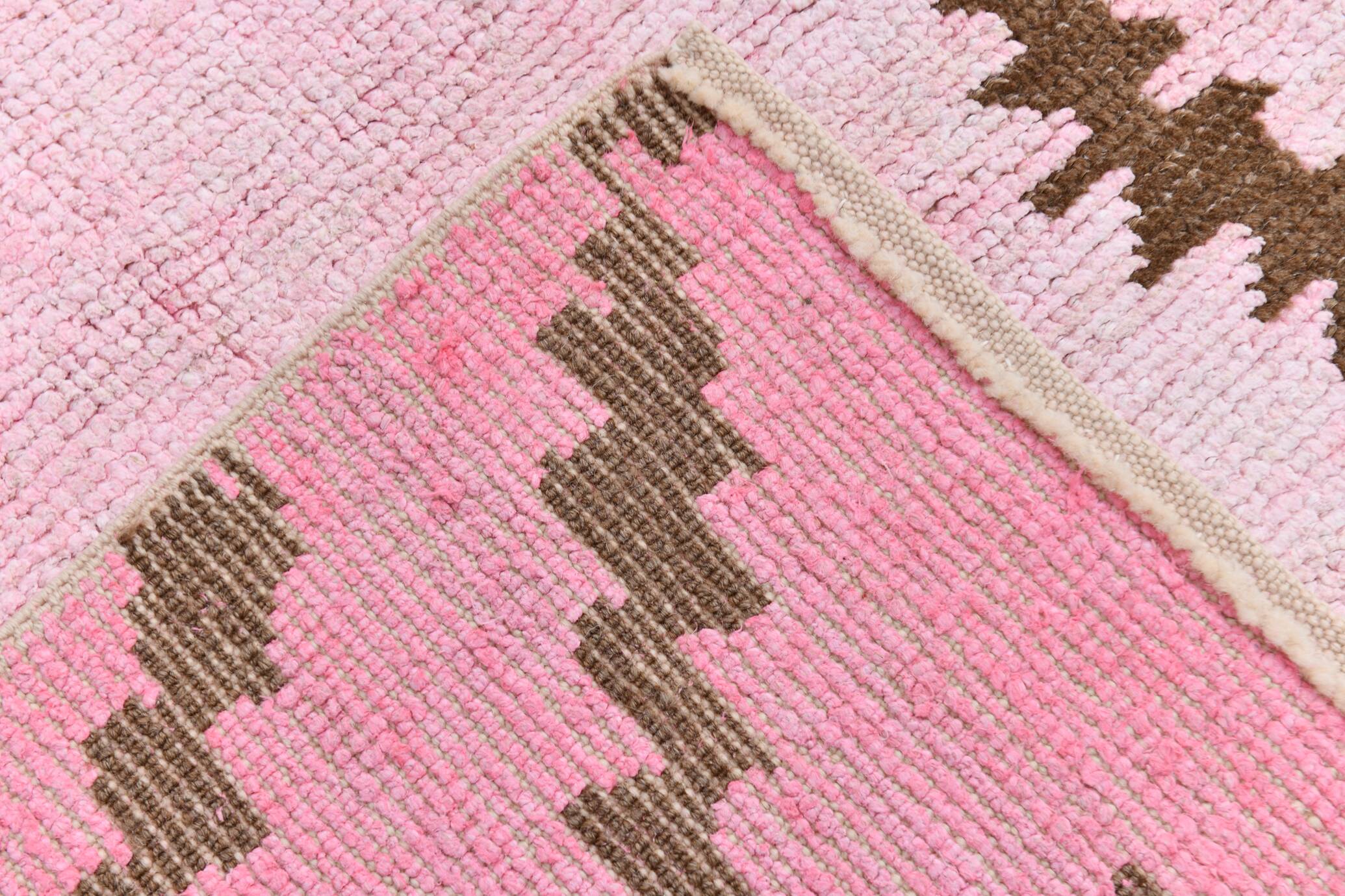 7x10 Pink Brown Modern Kilim Rug, 208x300Cm