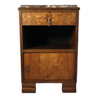 Art Deco walnut bedside table