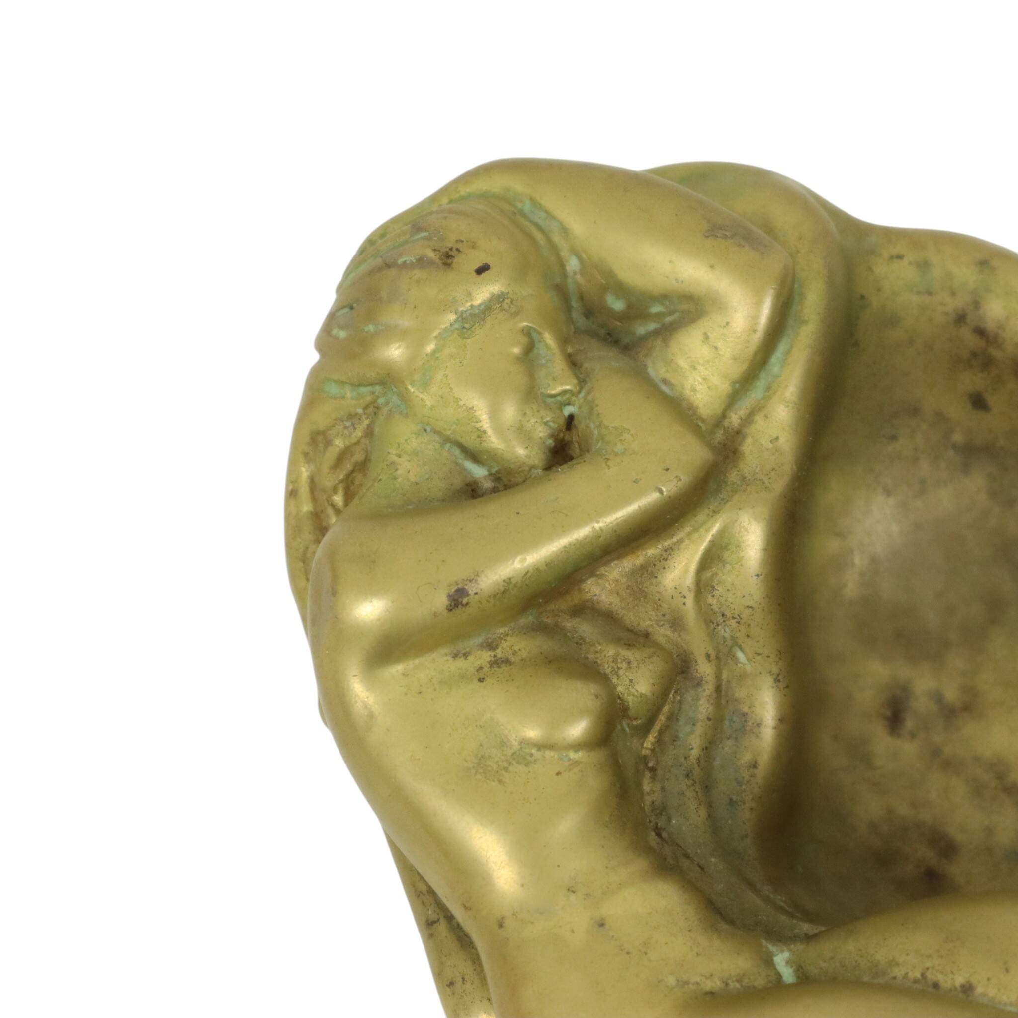 Vintage Brass Ashtray Vide Poche Female Nude