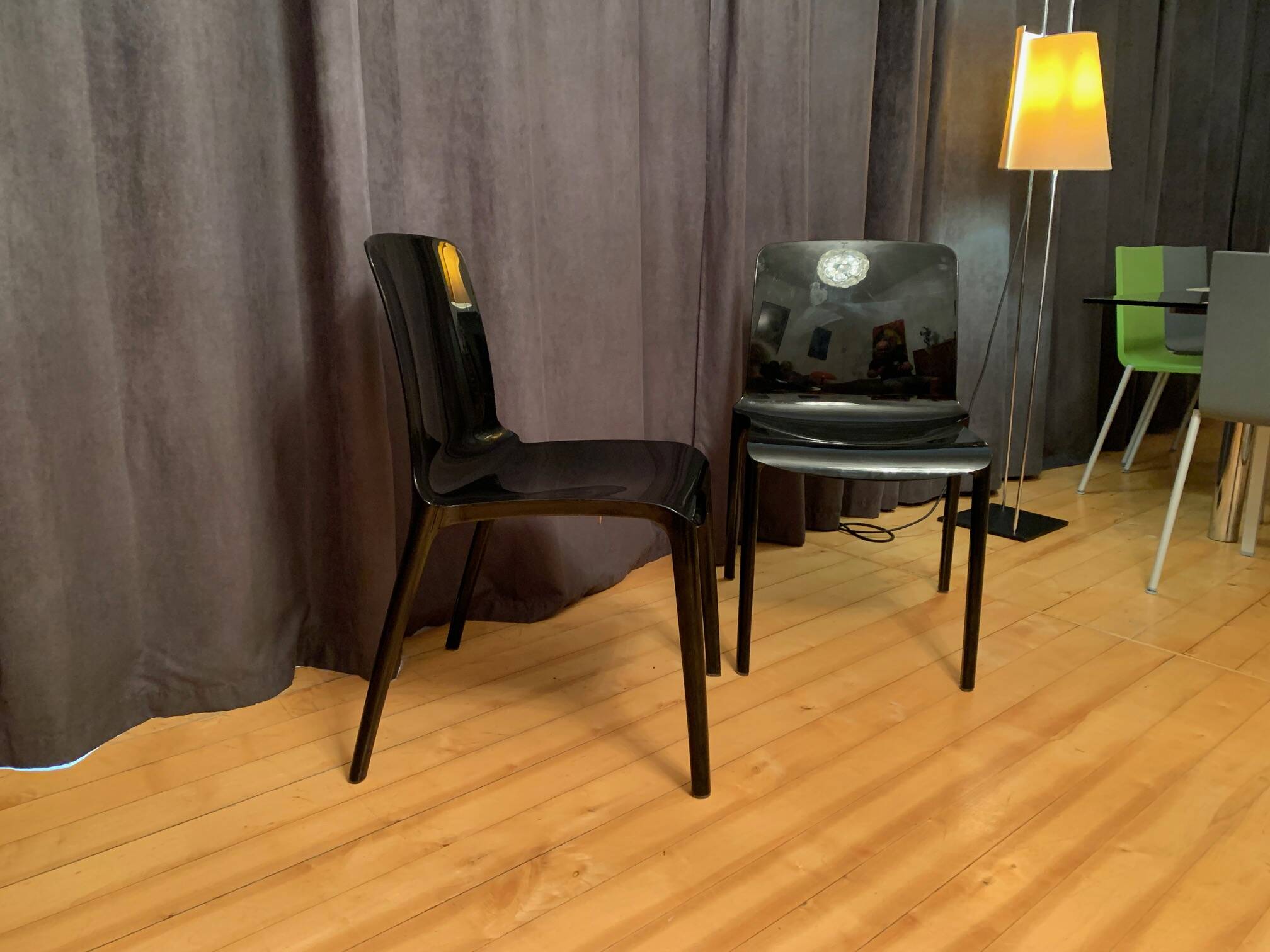 Pair of Tiffany chairs by Marcello Ziliani, Casprini, Italy.