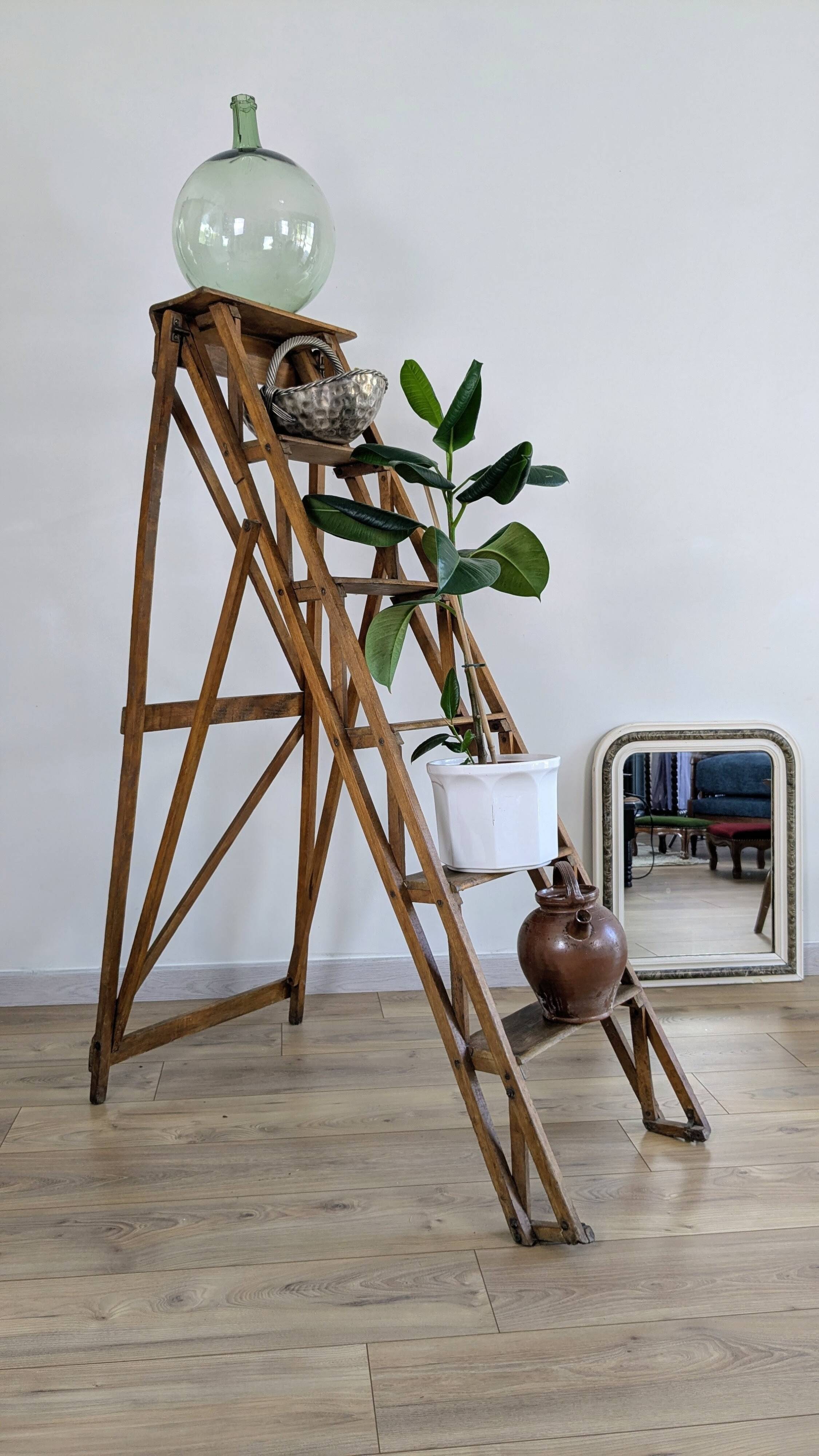 Vintage wooden painter's stepladder - authentic patina