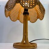 Vintage table lamp rattan and wicker 1970