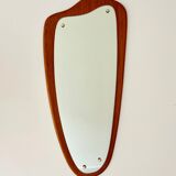 Vintage triangular wall mirror teak frame