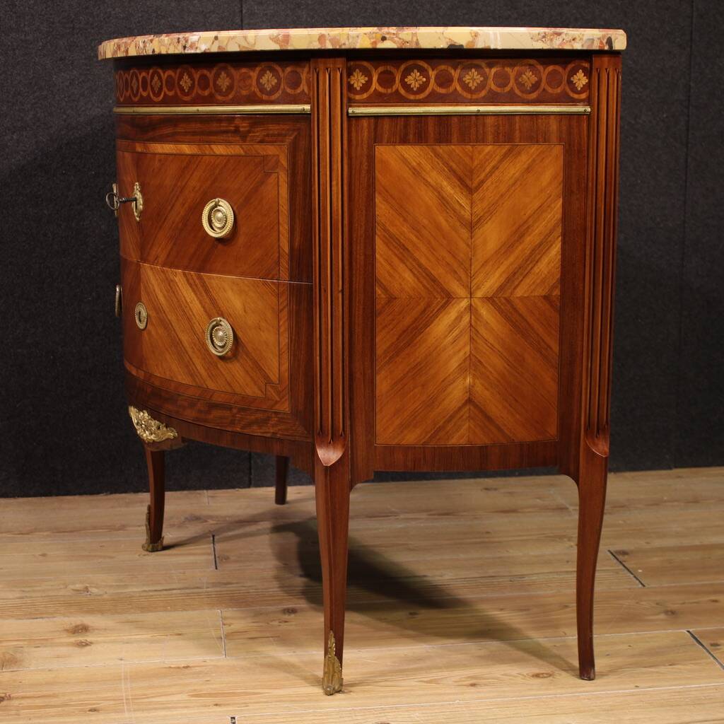 20th Century French Louis XVI Style Half-Moon Commode