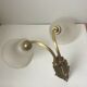 Double wall lamp in bronze and tulips in frosted glass