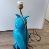 Lampe chouette en faïence craquelée turquoise