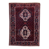 Vintage 1950s Persian Afshar rug, tribal double medallion, red field, 148cm x 211cm